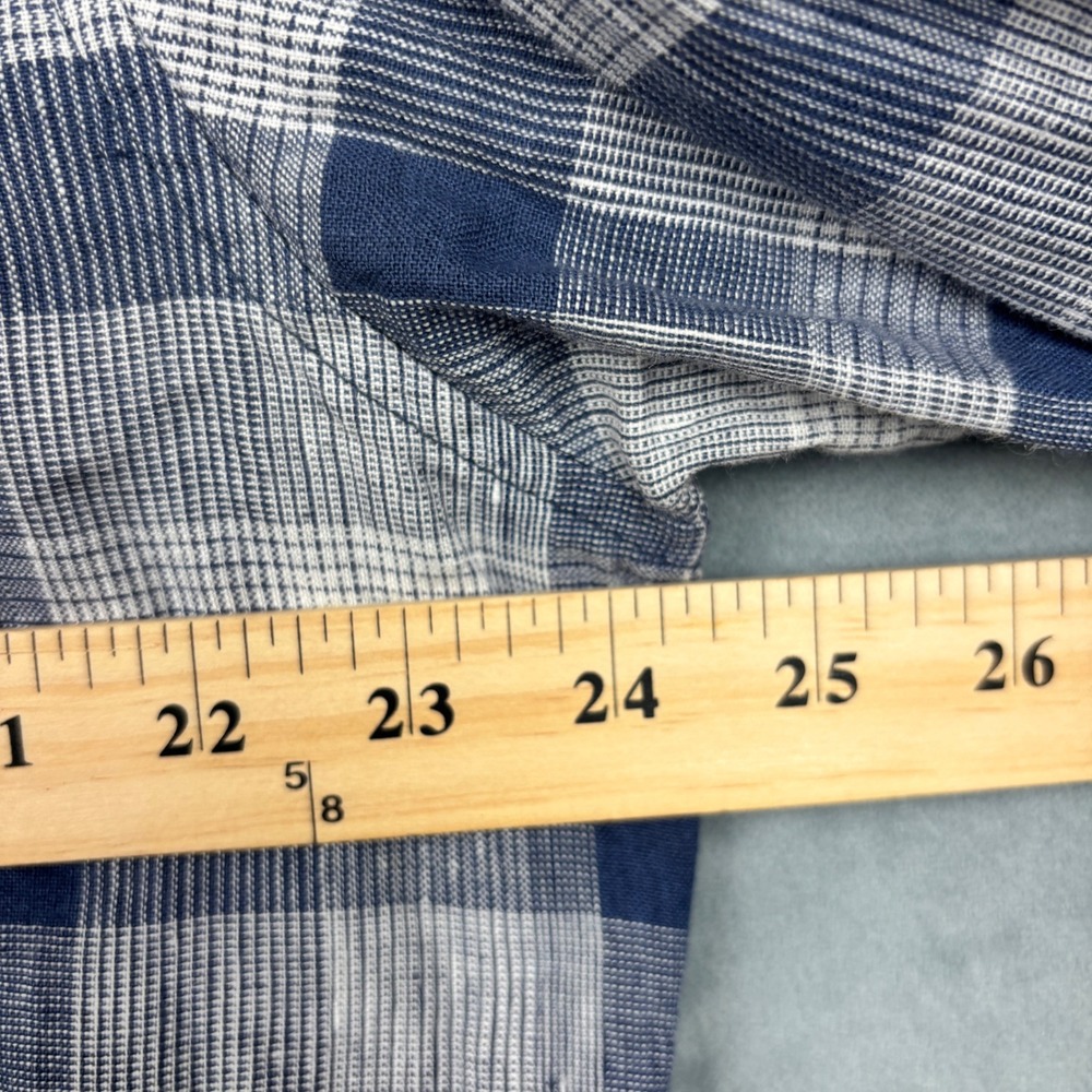Bonobos Mens XL Standard Fit Blue White Plaid Linen Cotton Button Down Shirt - Picture 6 of 9